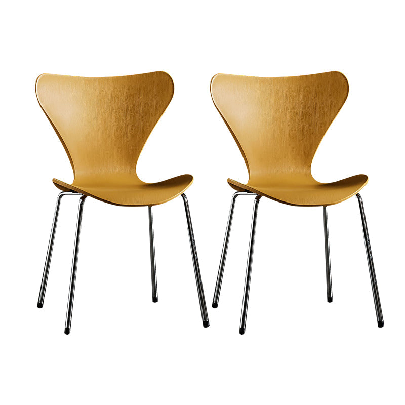 Wingback Dining Armless Chairs Indoor Dining Side Chairs with Metal Legs Yellow 2 Piece Set Silver Clearhalo ' kitchen&dining_furn' 'Dining Chairs' 'Dining Tables & Seating' 'dining_chair' 'furn' 'furn_dining_chair' 'Furniture' 'furniture_dining_chair' 'Kitchen & Dining Furniture' 'kitchen' 4066705