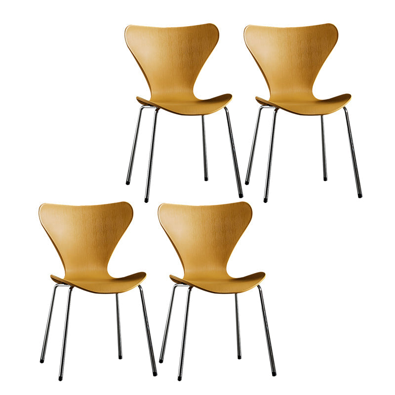 Wingback Dining Armless Chairs Indoor Dining Side Chairs with Metal Legs Yellow 4 Piece Set Silver Clearhalo ' kitchen&dining_furn' 'Dining Chairs' 'Dining Tables & Seating' 'dining_chair' 'furn' 'furn_dining_chair' 'Furniture' 'furniture_dining_chair' 'Kitchen & Dining Furniture' 'kitchen' 4066706