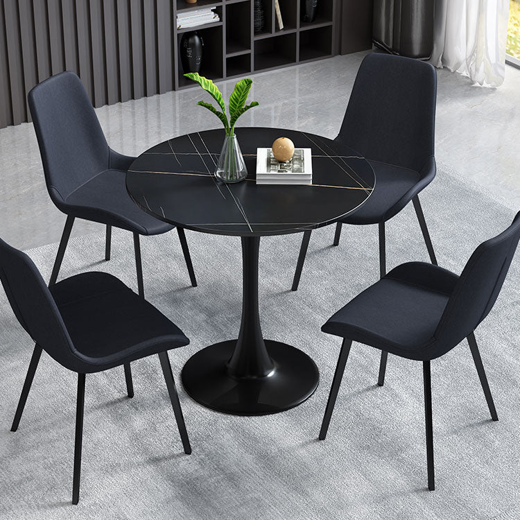 Simplicity Round Dining Room Table Sintered Stone Table with Tulip Base Clearhalo ' dining_table' 'Dining Tables & Seating' 'Dining Tables' 'furn' 'furn_dining_table' 'Furniture' 'furniture_dining_table' 'Kitchen & Dining Furniture' 'kitchen&dining_furn' 'kitchen' 'kitchen_dining_table' 4067683
