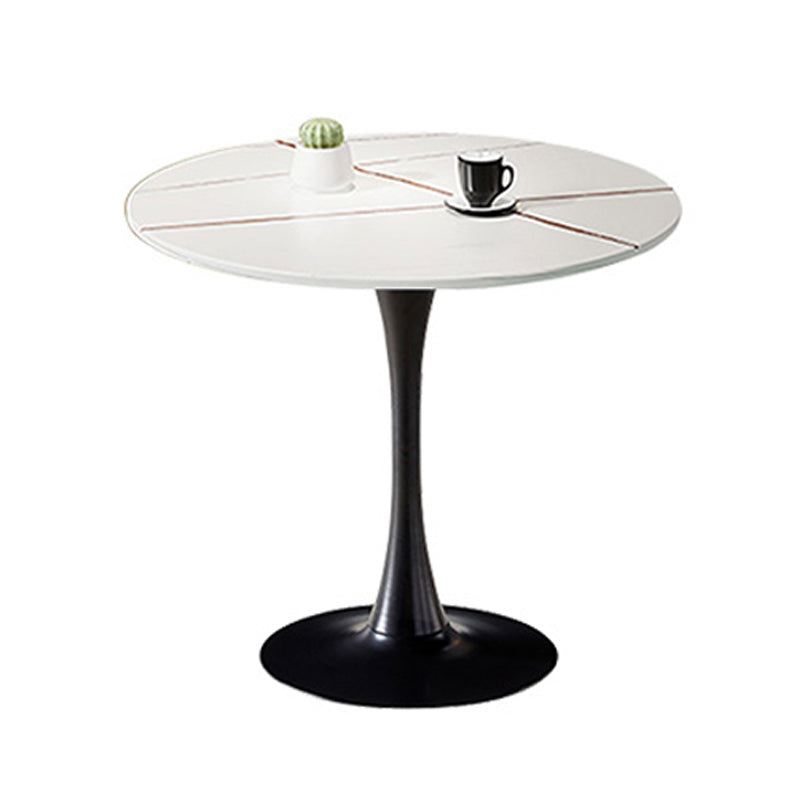 Simplicity Round Dining Room Table Sintered Stone Table with Tulip Base White Gold Black Clearhalo ' dining_table' 'Dining Tables & Seating' 'Dining Tables' 'furn' 'furn_dining_table' 'Furniture' 'furniture_dining_table' 'Kitchen & Dining Furniture' 'kitchen&dining_furn' 'kitchen' 'kitchen_dining_table' 4067685