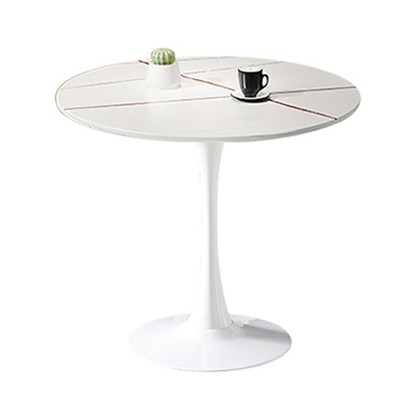 Simplicity Round Dining Room Table Sintered Stone Table with Tulip Base White Gold White Clearhalo ' dining_table' 'Dining Tables & Seating' 'Dining Tables' 'furn' 'furn_dining_table' 'Furniture' 'furniture_dining_table' 'Kitchen & Dining Furniture' 'kitchen&dining_furn' 'kitchen' 'kitchen_dining_table' 4067688