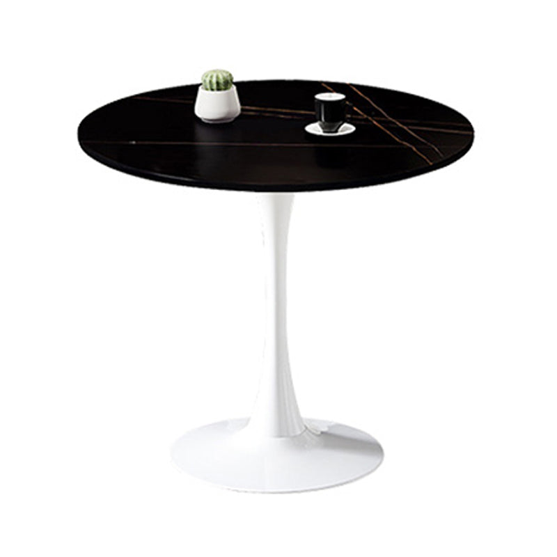 Simplicity Round Dining Room Table Sintered Stone Table with Tulip Base Black White Clearhalo ' dining_table' 'Dining Tables & Seating' 'Dining Tables' 'furn' 'furn_dining_table' 'Furniture' 'furniture_dining_table' 'Kitchen & Dining Furniture' 'kitchen&dining_furn' 'kitchen' 'kitchen_dining_table' 4067689