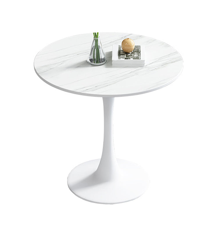 Simplicity Round Dining Room Table Sintered Stone Table with Tulip Base White White Clearhalo ' dining_table' 'Dining Tables & Seating' 'Dining Tables' 'furn' 'furn_dining_table' 'Furniture' 'furniture_dining_table' 'Kitchen & Dining Furniture' 'kitchen&dining_furn' 'kitchen' 'kitchen_dining_table' 4067691