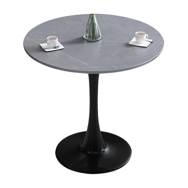 Simplicity Round Dining Room Table Sintered Stone Table with Tulip Base Gray Black Clearhalo ' dining_table' 'Dining Tables & Seating' 'Dining Tables' 'furn' 'furn_dining_table' 'Furniture' 'furniture_dining_table' 'Kitchen & Dining Furniture' 'kitchen&dining_furn' 'kitchen' 'kitchen_dining_table' 4067695