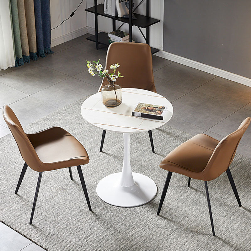 Simplicity Round Dining Room Table Sintered Stone Table with Tulip Base Clearhalo ' dining_table' 'Dining Tables & Seating' 'Dining Tables' 'furn' 'furn_dining_table' 'Furniture' 'furniture_dining_table' 'Kitchen & Dining Furniture' 'kitchen&dining_furn' 'kitchen' 'kitchen_dining_table' 4067698