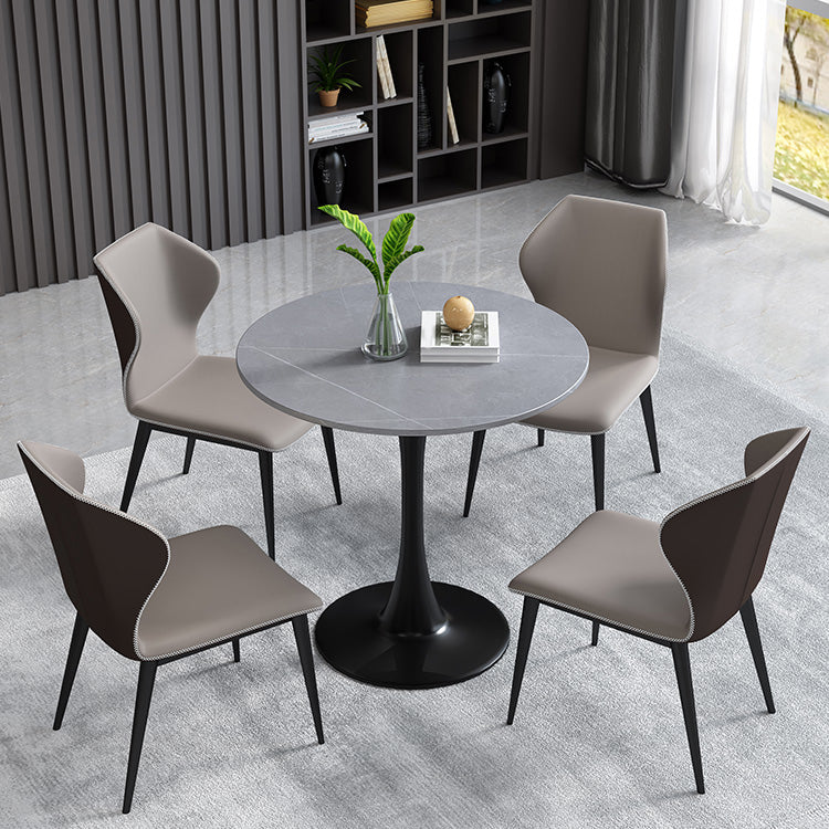 Simplicity Round Dining Room Table Sintered Stone Table with Tulip Base Clearhalo ' dining_table' 'Dining Tables & Seating' 'Dining Tables' 'furn' 'furn_dining_table' 'Furniture' 'furniture_dining_table' 'Kitchen & Dining Furniture' 'kitchen&dining_furn' 'kitchen' 'kitchen_dining_table' 4067699