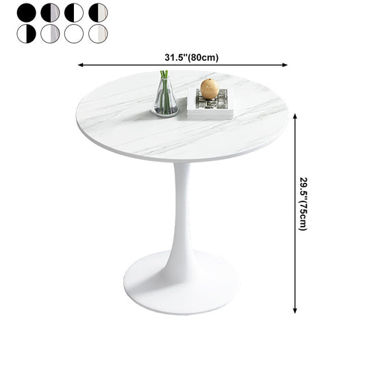 Simplicity Round Dining Room Table Sintered Stone Table with Tulip Base