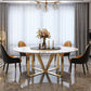 Glam White Marble Dining Table Standard Round Shape Dining Table for Kitchen Clearhalo ' dining_table' 'Dining Tables & Seating' 'Dining Tables' 'furn' 'furn_dining_table' 'Furniture' 'furniture_dining_table' 'Kitchen & Dining Furniture' 'kitchen&dining_furn' 'kitchen' 'kitchen_dining_table' 4067764