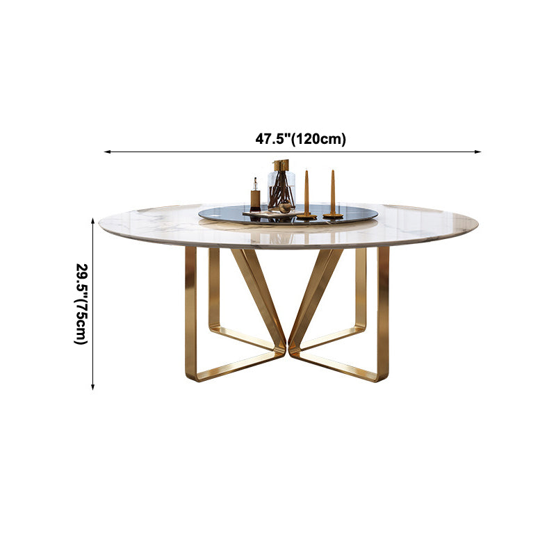 Glam White Marble Dining Table Standard Round Shape Dining Table for Kitchen Clearhalo ' dining_table' 'Dining Tables & Seating' 'Dining Tables' 'furn' 'furn_dining_table' 'Furniture' 'furniture_dining_table' 'Kitchen & Dining Furniture' 'kitchen&dining_furn' 'kitchen' 'kitchen_dining_table' 4067772