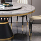 Glam Marble Round Shape Table Kitchen Dining Table with Pedestal Base Clearhalo ' dining_table' 'Dining Tables & Seating' 'Dining Tables' 'furn' 'furn_dining_table' 'Furniture' 'furniture_dining_table' 'Kitchen & Dining Furniture' 'kitchen&dining_furn' 'kitchen' 'kitchen_dining_table' 4067795