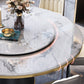 Glam Marble Round Shape Table Kitchen Dining Table with Pedestal Base Clearhalo ' dining_table' 'Dining Tables & Seating' 'Dining Tables' 'furn' 'furn_dining_table' 'Furniture' 'furniture_dining_table' 'Kitchen & Dining Furniture' 'kitchen&dining_furn' 'kitchen' 'kitchen_dining_table' 4067797