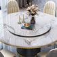 Glam Marble Round Shape Table Kitchen Dining Table with Pedestal Base Clearhalo ' dining_table' 'Dining Tables & Seating' 'Dining Tables' 'furn' 'furn_dining_table' 'Furniture' 'furniture_dining_table' 'Kitchen & Dining Furniture' 'kitchen&dining_furn' 'kitchen' 'kitchen_dining_table' 4067798