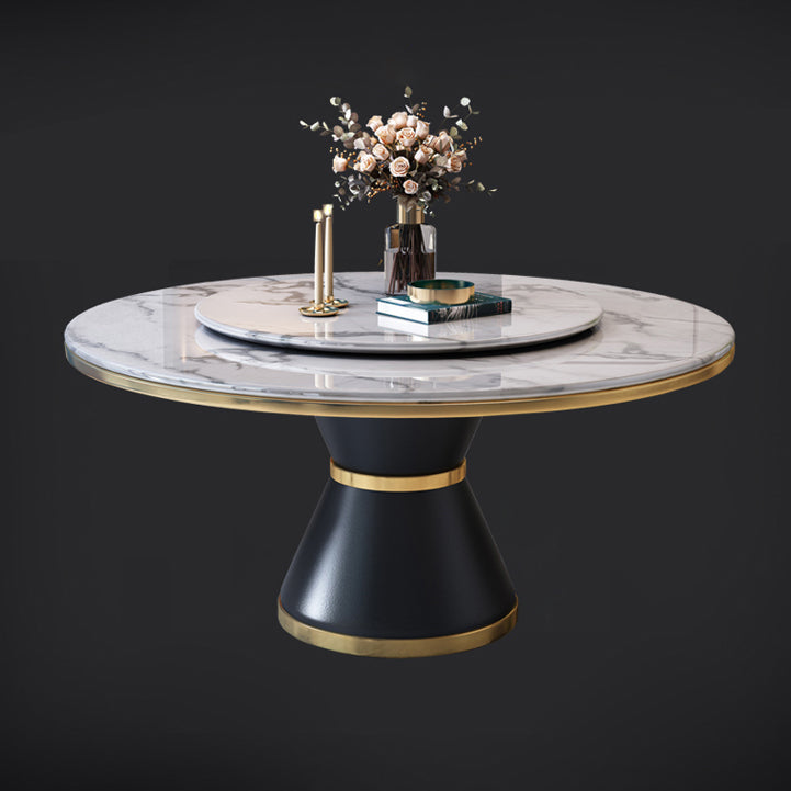 Glam Marble Round Shape Table Kitchen Dining Table with Pedestal Base Clearhalo ' dining_table' 'Dining Tables & Seating' 'Dining Tables' 'furn' 'furn_dining_table' 'Furniture' 'furniture_dining_table' 'Kitchen & Dining Furniture' 'kitchen&dining_furn' 'kitchen' 'kitchen_dining_table' 4067799