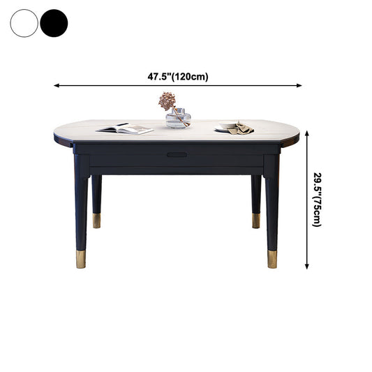 Contemporary Sintered Stone Standard Table Drop-Leaf Round Dining Table for Kitchen