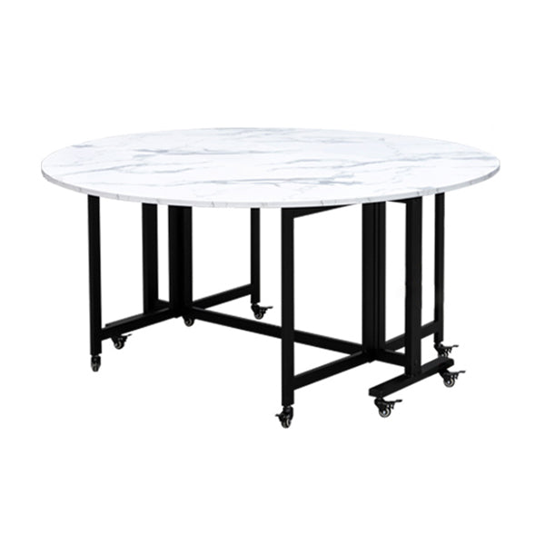 Mid-Century Round MDF Dining Table Standard Dining Table for Kitchen White 63"L x 63"W x 29.5"H Without Chairs Clearhalo ' dining_table' 'Dining Tables & Seating' 'Dining Tables' 'furn' 'furn_dining_table' 'Furniture' 'furniture_dining_table' 'Kitchen & Dining Furniture' 'kitchen&dining_furn' 'kitchen' 'kitchen_dining_table' 4067818