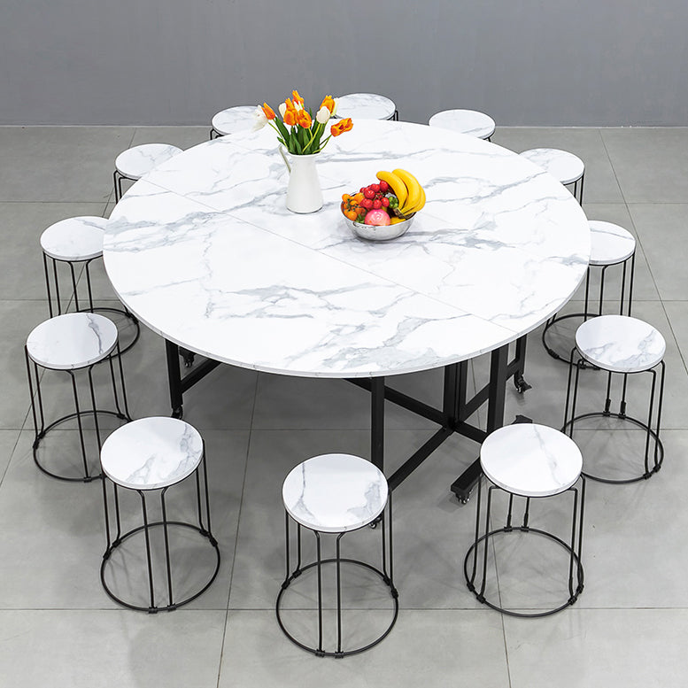 Mid-Century Round MDF Dining Table Standard Dining Table for Kitchen Clearhalo ' dining_table' 'Dining Tables & Seating' 'Dining Tables' 'furn' 'furn_dining_table' 'Furniture' 'furniture_dining_table' 'Kitchen & Dining Furniture' 'kitchen&dining_furn' 'kitchen' 'kitchen_dining_table' 4067831