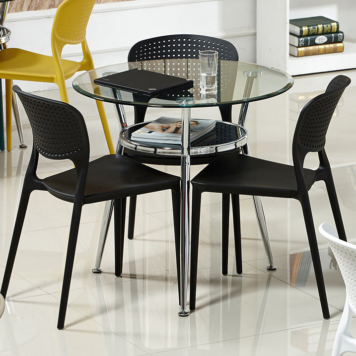 Modern Style Glass Dining Table Round Table with Metal Frame for Home Use Clearhalo ' dining_table' 'Dining Tables & Seating' 'Dining Tables' 'furn' 'furn_dining_table' 'Furniture' 'furniture_dining_table' 'Kitchen & Dining Furniture' 'kitchen&dining_furn' 'kitchen' 'kitchen_dining_table' 4067836