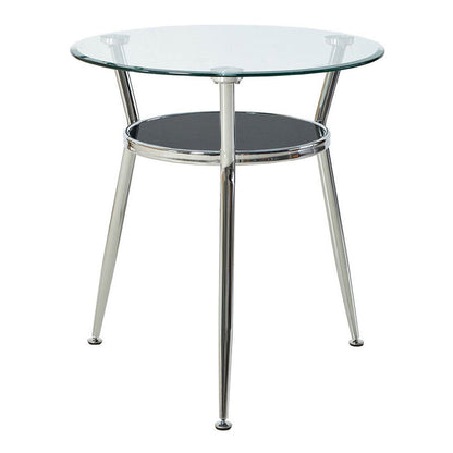 Modern Style Glass Dining Table Round Table with Metal Frame for Home Use Clear 27.6"L x 27.6"W x 29.5"H Without Chairs Clearhalo ' dining_table' 'Dining Tables & Seating' 'Dining Tables' 'furn' 'furn_dining_table' 'Furniture' 'furniture_dining_table' 'Kitchen & Dining Furniture' 'kitchen&dining_furn' 'kitchen' 'kitchen_dining_table' 4067837