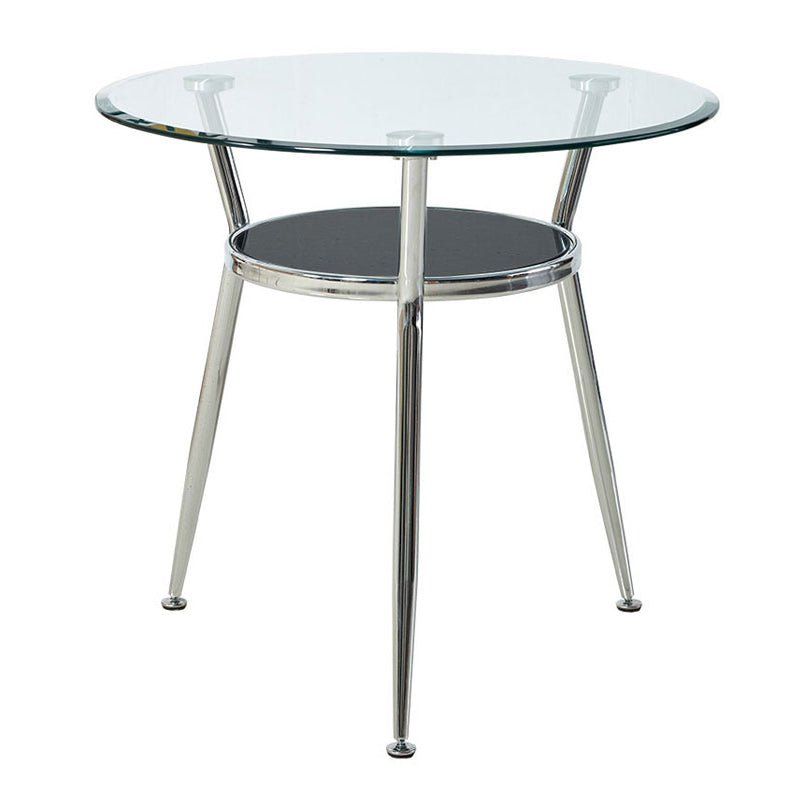 Modern Style Glass Dining Table Round Table with Metal Frame for Home Use Clear 31.5"L x 31.5"W x 29.5"H Without Chairs Clearhalo ' dining_table' 'Dining Tables & Seating' 'Dining Tables' 'furn' 'furn_dining_table' 'Furniture' 'furniture_dining_table' 'Kitchen & Dining Furniture' 'kitchen&dining_furn' 'kitchen' 'kitchen_dining_table' 4067838