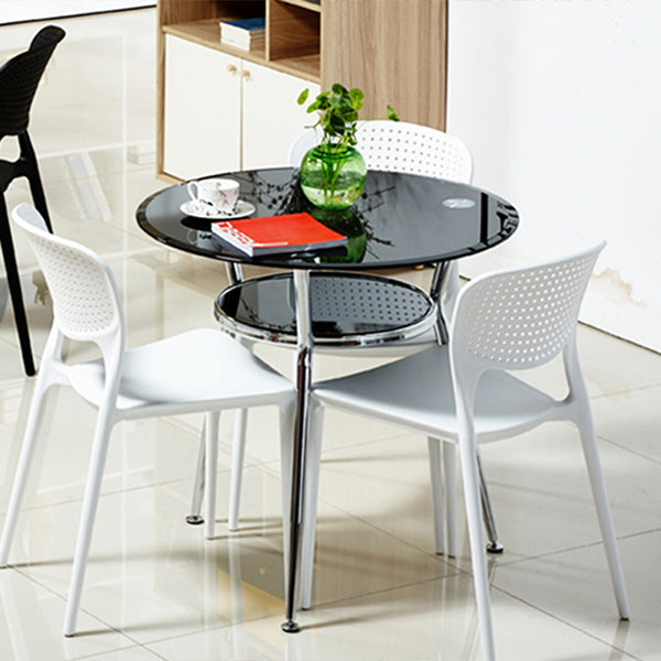 Modern Style Glass Dining Table Round Table with Metal Frame for Home Use Clearhalo ' dining_table' 'Dining Tables & Seating' 'Dining Tables' 'furn' 'furn_dining_table' 'Furniture' 'furniture_dining_table' 'Kitchen & Dining Furniture' 'kitchen&dining_furn' 'kitchen' 'kitchen_dining_table' 4067839