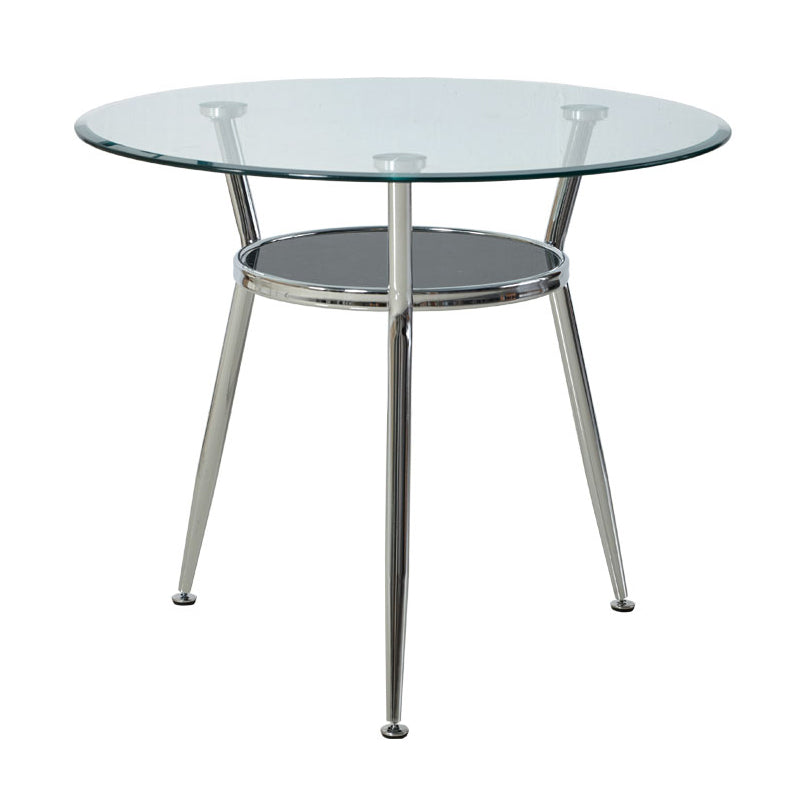 Modern Style Glass Dining Table Round Table with Metal Frame for Home Use Clear 35.4"L x 35.4"W x 29.5"H Without Chairs Clearhalo ' dining_table' 'Dining Tables & Seating' 'Dining Tables' 'furn' 'furn_dining_table' 'Furniture' 'furniture_dining_table' 'Kitchen & Dining Furniture' 'kitchen&dining_furn' 'kitchen' 'kitchen_dining_table' 4067840
