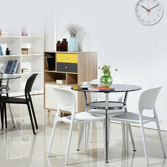 Modern Style Glass Dining Table Round Table with Metal Frame for Home Use Clearhalo ' dining_table' 'Dining Tables & Seating' 'Dining Tables' 'furn' 'furn_dining_table' 'Furniture' 'furniture_dining_table' 'Kitchen & Dining Furniture' 'kitchen&dining_furn' 'kitchen' 'kitchen_dining_table' 4067841