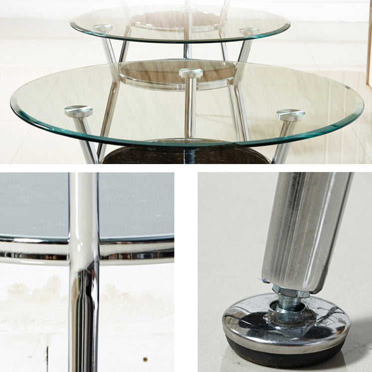 Modern Style Glass Dining Table Round Table with Metal Frame for Home Use Clearhalo ' dining_table' 'Dining Tables & Seating' 'Dining Tables' 'furn' 'furn_dining_table' 'Furniture' 'furniture_dining_table' 'Kitchen & Dining Furniture' 'kitchen&dining_furn' 'kitchen' 'kitchen_dining_table' 4067844