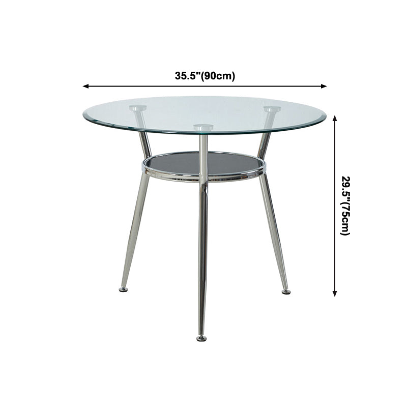 Modern Style Glass Dining Table Round Table with Metal Frame for Home Use Clearhalo ' dining_table' 'Dining Tables & Seating' 'Dining Tables' 'furn' 'furn_dining_table' 'Furniture' 'furniture_dining_table' 'Kitchen & Dining Furniture' 'kitchen&dining_furn' 'kitchen' 'kitchen_dining_table' 4067848