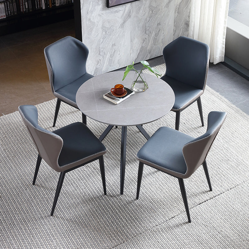 Traditional Luxury Style Dining Table Round Sintered Stone Table with Metal Clearhalo ' dining_table' 'Dining Tables & Seating' 'Dining Tables' 'furn' 'furn_dining_table' 'Furniture' 'furniture_dining_table' 'Kitchen & Dining Furniture' 'kitchen&dining_furn' 'kitchen' 'kitchen_dining_table' 4067849
