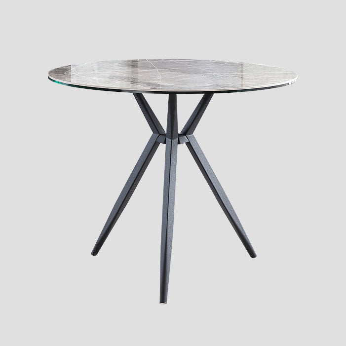Traditional Luxury Style Dining Table Round Sintered Stone Table with Metal Clearhalo ' dining_table' 'Dining Tables & Seating' 'Dining Tables' 'furn' 'furn_dining_table' 'Furniture' 'furniture_dining_table' 'Kitchen & Dining Furniture' 'kitchen&dining_furn' 'kitchen' 'kitchen_dining_table' 4067858
