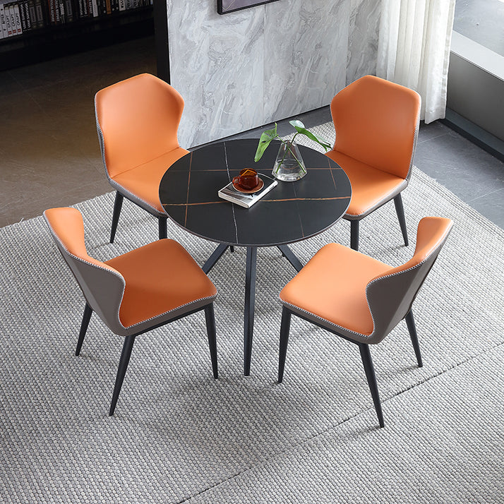 Traditional Luxury Style Dining Table Round Sintered Stone Table with Metal Clearhalo ' dining_table' 'Dining Tables & Seating' 'Dining Tables' 'furn' 'furn_dining_table' 'Furniture' 'furniture_dining_table' 'Kitchen & Dining Furniture' 'kitchen&dining_furn' 'kitchen' 'kitchen_dining_table' 4067861
