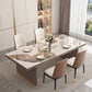 Traditional Luxury Style Dining Table Sintered Stone Table with Double Pedestal Clearhalo ' dining_table' 'Dining Tables & Seating' 'Dining Tables' 'furn' 'furn_dining_table' 'Furniture' 'furniture_dining_table' 'Kitchen & Dining Furniture' 'kitchen&dining_furn' 'kitchen' 'kitchen_dining_table' 4067866