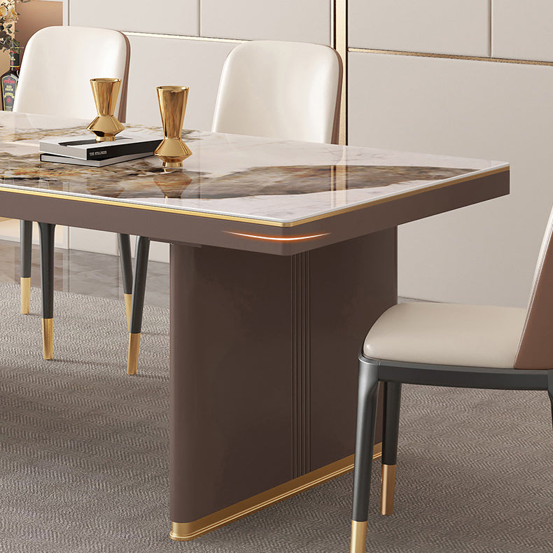 Traditional Luxury Style Dining Table Sintered Stone Table with Double Pedestal Clearhalo ' dining_table' 'Dining Tables & Seating' 'Dining Tables' 'furn' 'furn_dining_table' 'Furniture' 'furniture_dining_table' 'Kitchen & Dining Furniture' 'kitchen&dining_furn' 'kitchen' 'kitchen_dining_table' 4067873