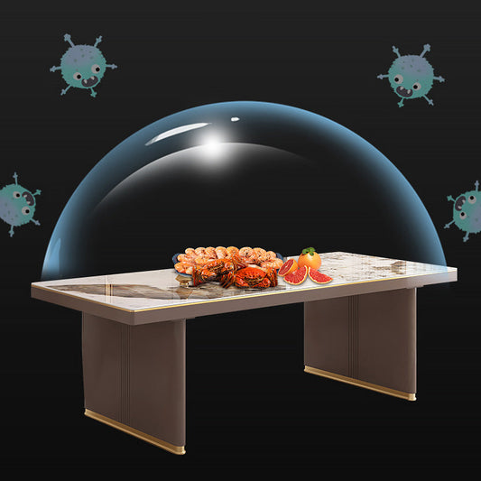Traditional Luxury Style Dining Table Sintered Stone Table with Double Pedestal