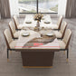 Traditional Luxury Style Dining Table Sintered Stone Table with Double Pedestal Clearhalo ' dining_table' 'Dining Tables & Seating' 'Dining Tables' 'furn' 'furn_dining_table' 'Furniture' 'furniture_dining_table' 'Kitchen & Dining Furniture' 'kitchen&dining_furn' 'kitchen' 'kitchen_dining_table' 4067876