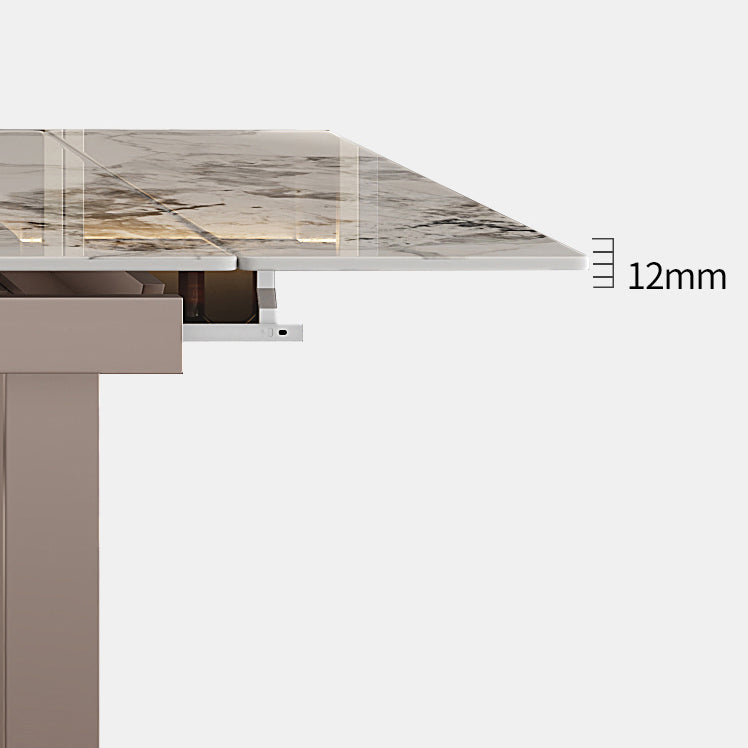 Traditional Luxury Style Dining Table Rectangle Sintered Stone Table with Double Pedestal Clearhalo ' dining_table' 'Dining Tables & Seating' 'Dining Tables' 'furn' 'furn_dining_table' 'Furniture' 'furniture_dining_table' 'Kitchen & Dining Furniture' 'kitchen&dining_furn' 'kitchen' 'kitchen_dining_table' 4067891