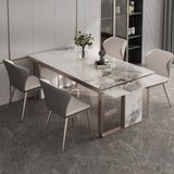 Traditional Luxury Style Dining Table Rectangle Sintered Stone Table with Double Pedestal Clearhalo ' dining_table' 'Dining Tables & Seating' 'Dining Tables' 'furn' 'furn_dining_table' 'Furniture' 'furniture_dining_table' 'Kitchen & Dining Furniture' 'kitchen&dining_furn' 'kitchen' 'kitchen_dining_table' 4067896