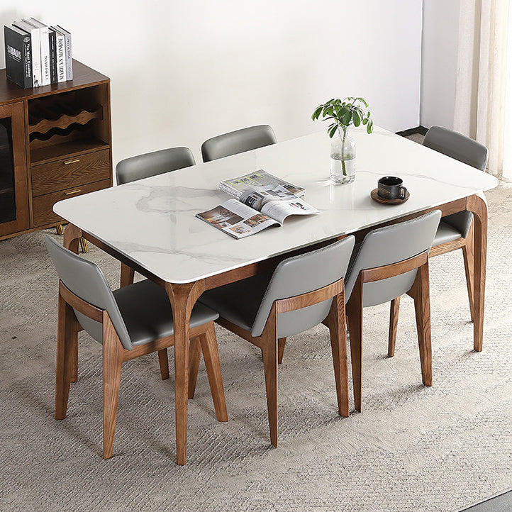 Solid Wood Mid-Century Modern Table Rectangular Sintered Stone Table for Dining Room Clearhalo ' dining_table' 'Dining Tables & Seating' 'Dining Tables' 'furn' 'furn_dining_table' 'Furniture' 'furniture_dining_table' 'Kitchen & Dining Furniture' 'kitchen&dining_furn' 'kitchen' 'kitchen_dining_table' 4067919