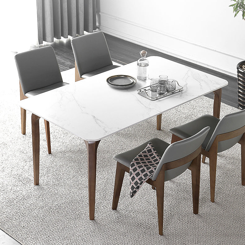 Solid Wood Mid-Century Modern Table Rectangular Sintered Stone Table for Dining Room Clearhalo ' dining_table' 'Dining Tables & Seating' 'Dining Tables' 'furn' 'furn_dining_table' 'Furniture' 'furniture_dining_table' 'Kitchen & Dining Furniture' 'kitchen&dining_furn' 'kitchen' 'kitchen_dining_table' 4067920