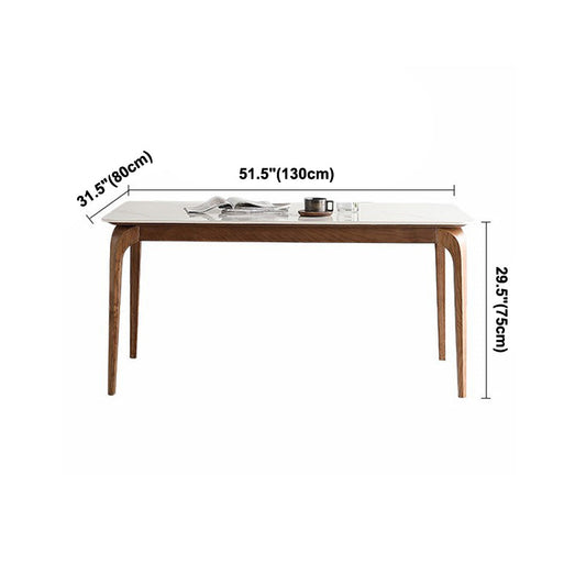 Solid Wood Mid-Century Modern Table Rectangular Sintered Stone Table for Dining Room