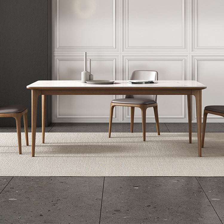 Solid Wood Mid-Century Modern Table Rectangular Sintered Stone Top Table for Dining Room Clearhalo ' dining_table' 'Dining Tables & Seating' 'Dining Tables' 'furn' 'furn_dining_table' 'Furniture' 'furniture_dining_table' 'Kitchen & Dining Furniture' 'kitchen&dining_furn' 'kitchen' 'kitchen_dining_table' 4067927