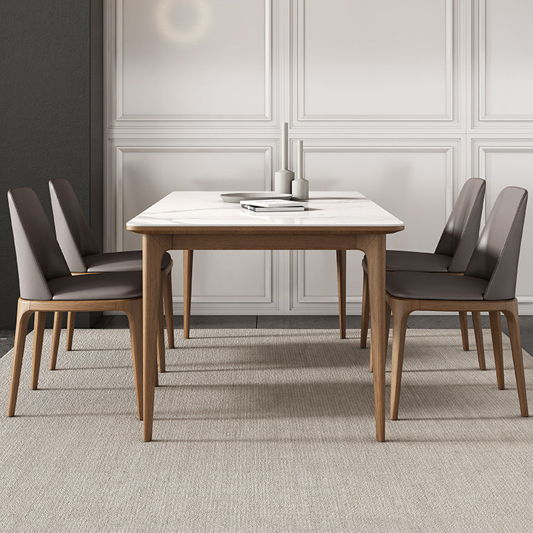 Solid Wood Mid-Century Modern Table Rectangular Sintered Stone Top Table for Dining Room Clearhalo ' dining_table' 'Dining Tables & Seating' 'Dining Tables' 'furn' 'furn_dining_table' 'Furniture' 'furniture_dining_table' 'Kitchen & Dining Furniture' 'kitchen&dining_furn' 'kitchen' 'kitchen_dining_table' 4067928
