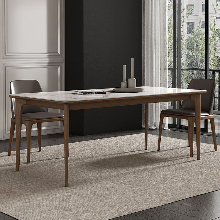 Solid Wood Mid-Century Modern Table Rectangular Sintered Stone Top Table for Dining Room Clearhalo ' dining_table' 'Dining Tables & Seating' 'Dining Tables' 'furn' 'furn_dining_table' 'Furniture' 'furniture_dining_table' 'Kitchen & Dining Furniture' 'kitchen&dining_furn' 'kitchen' 'kitchen_dining_table' 4067929