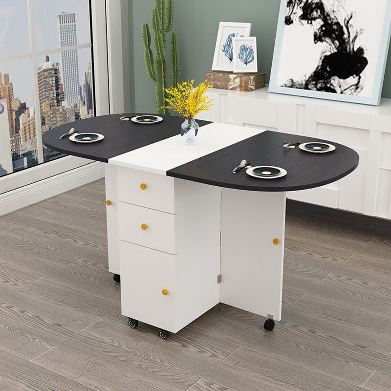 Wood Mid-Century Modern Indoor Table Manufactured Wood Top Table for Dining Room Oval White-Black Clearhalo ' dining_table' 'Dining Tables & Seating' 'Dining Tables' 'furn' 'furn_dining_table' 'Furniture' 'furniture_dining_table' 'Kitchen & Dining Furniture' 'kitchen&dining_furn' 'kitchen' 'kitchen_dining_table' 4067941