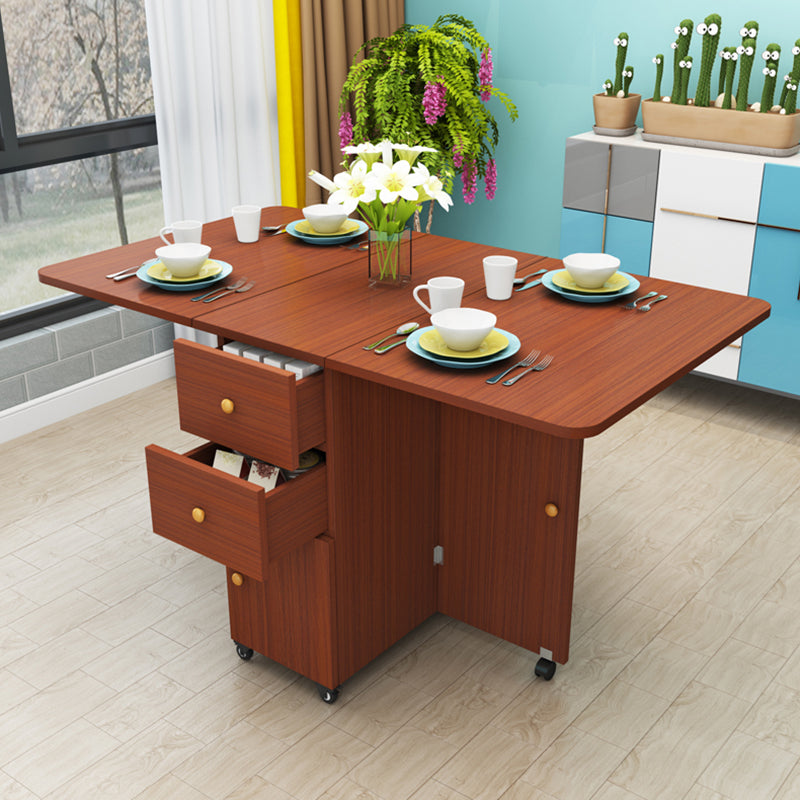 Wood Mid-Century Modern Indoor Table Manufactured Wood Top Table for Dining Room Rectangle Red Brown 59.1"L x 31.5"W x 29.5"H Clearhalo ' dining_table' 'Dining Tables & Seating' 'Dining Tables' 'furn' 'furn_dining_table' 'Furniture' 'furniture_dining_table' 'Kitchen & Dining Furniture' 'kitchen&dining_furn' 'kitchen' 'kitchen_dining_table' 4067943