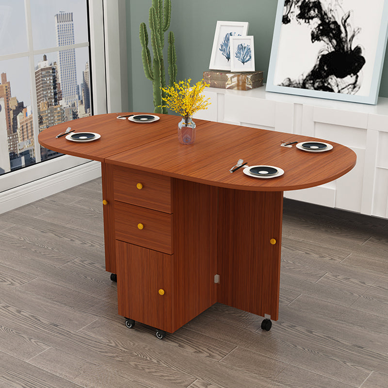 Wood Mid-Century Modern Indoor Table Manufactured Wood Top Table for Dining Room Oval Red Brown Clearhalo ' dining_table' 'Dining Tables & Seating' 'Dining Tables' 'furn' 'furn_dining_table' 'Furniture' 'furniture_dining_table' 'Kitchen & Dining Furniture' 'kitchen&dining_furn' 'kitchen' 'kitchen_dining_table' 4067945