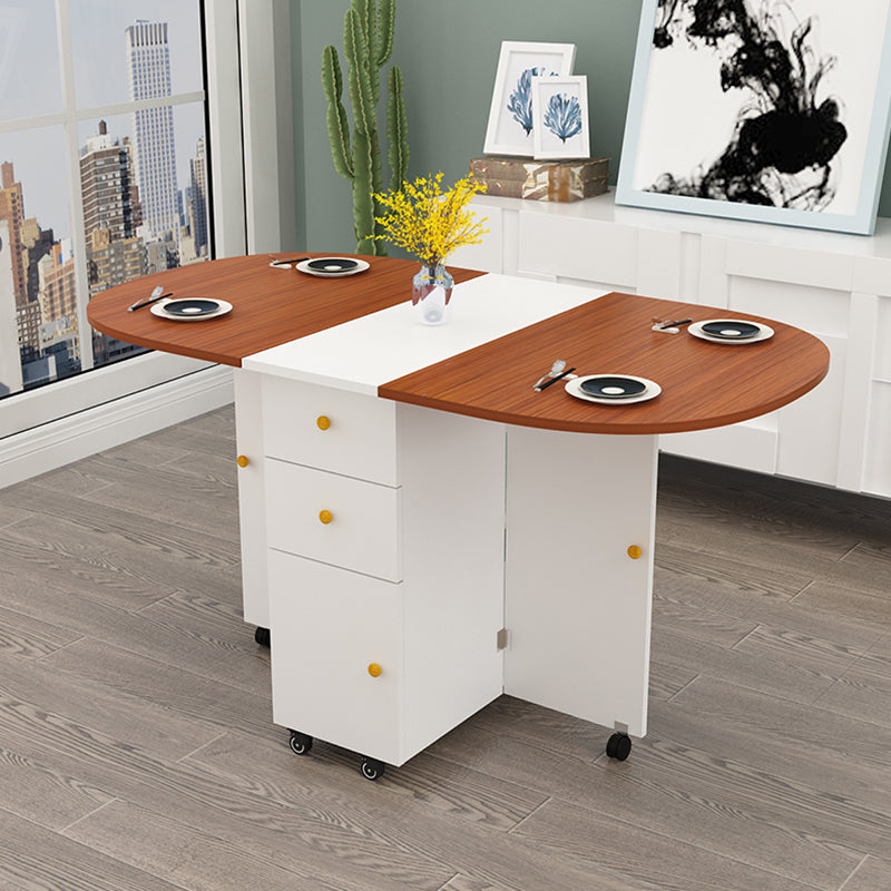 Wood Mid-Century Modern Indoor Table Manufactured Wood Top Table for Dining Room Oval Red-White Clearhalo ' dining_table' 'Dining Tables & Seating' 'Dining Tables' 'furn' 'furn_dining_table' 'Furniture' 'furniture_dining_table' 'Kitchen & Dining Furniture' 'kitchen&dining_furn' 'kitchen' 'kitchen_dining_table' 4067947