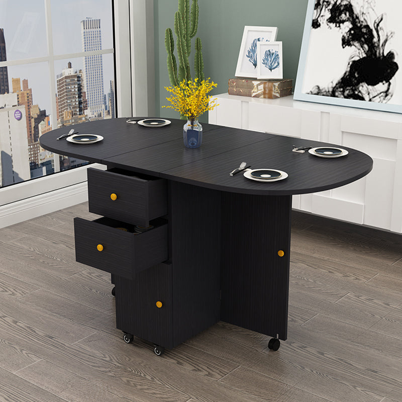 Wood Mid-Century Modern Indoor Table Manufactured Wood Top Table for Dining Room Oval Black Clearhalo ' dining_table' 'Dining Tables & Seating' 'Dining Tables' 'furn' 'furn_dining_table' 'Furniture' 'furniture_dining_table' 'Kitchen & Dining Furniture' 'kitchen&dining_furn' 'kitchen' 'kitchen_dining_table' 4067953