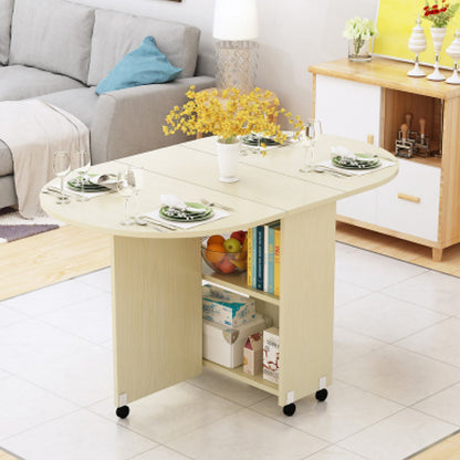 Solid Wood Mid-Century Modern Table Oval Solid Wood Top Table with Drop Leaf Yellow Without Chairs Clearhalo ' dining_table' 'Dining Tables & Seating' 'Dining Tables' 'furn' 'furn_dining_table' 'Furniture' 'furniture_dining_table' 'Kitchen & Dining Furniture' 'kitchen&dining_furn' 'kitchen' 'kitchen_dining_table' 4067970