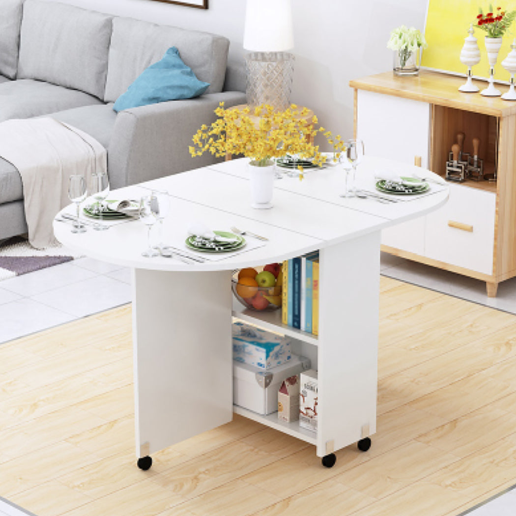 Solid Wood Mid-Century Modern Table Oval Solid Wood Top Table with Drop Leaf Off-White Without Chairs Clearhalo ' dining_table' 'Dining Tables & Seating' 'Dining Tables' 'furn' 'furn_dining_table' 'Furniture' 'furniture_dining_table' 'Kitchen & Dining Furniture' 'kitchen&dining_furn' 'kitchen' 'kitchen_dining_table' 4067971